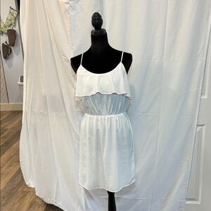 BCBGeneration White Spaghetti Strap Ruffle Dress